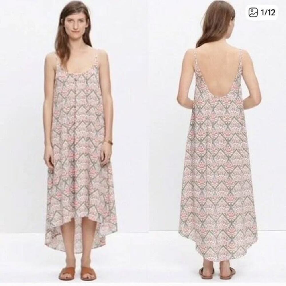 Madewell North Shore Flowing Printed Coverup Cotton Scoop Neck Tank Midi Dress